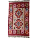 Voho Tekstil Kırmızı Uşak Kilimi - Çift Taraflı Antik Tarz Eşme Desen Kilim Yolluk - 60 x 90 cm
