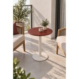 Voi Design Ploum Yuvarlak Mutfak ve Balkon Masası 60 cm - Metal Ayaklı, Kiremit Tabla & Beyaz Gövde - Turuncu