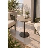 Voi Design Ploum Yuvarlak Mutfak ve Balkon Masası 60 cm - Metal Ayaklı, Krem Tabla & Kahverengi Gövde