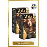 Voila Kadın 2'li Paket Keratin Kalıcı Karamel 7.34 Saç Boyası