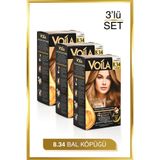 Voila Kadın 3lü Paket Keratin Kalıcı Bal Köpüğü 8.34 Saç Boyası