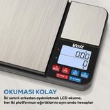 Voit SC21 Terazi - LCD Ekranlı Dijital Tartı-Paslanmaz Çelik Ölçüm Baskülü 10KG/0,5KG & 1G/0,01G - Gümüş