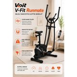 Voit V-Fit By Runmate Seleli Manyetik Eliptik Bisiklet | Sessiz Çalışan, Elden Nabız Ölçerli, Ayarlanabilir Sele
