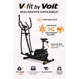 Voit V-Fit Seleli Manyetik Eliptik Bisiklet – Sessiz, Nabız Ölçerli | Oturarak & Ayakta Kullanım