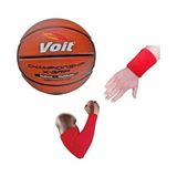 Voit Xgrip Profesyonel 5 Numara Basketbol Topu +Basketbol Kolluğu+ Sporcu Havlu Bilekliği - Kırmızı