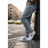 Vojo Gen 5 Rahat Taban Cilt Günlük Erkek Sneaker Spor Ayakkabı Beyaz-Gri