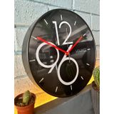 VOLANTE® Modern Duvar Saatleri AMAZING Serisi 30 cm Ø Gerçek Cam Ev/Ofis/Mutfak/Sınıf/Okul Sessiz & Akar (SİYAH-KIRMIZI)