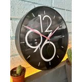 VOLANTE® Modern Duvar Saatleri AMAZING Serisi 30 cm Ø Gerçek Cam Ev/Ofis/Mutfak/Sınıf/Okul Sessiz & Akar (SİYAH-PEMBE)