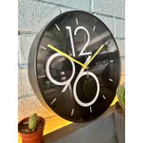 VOLANTE® Modern Duvar Saatleri AMAZING Serisi 30 cm Ø Gerçek Cam Ev/Ofis/Mutfak/Sınıf/Okul Sessiz & Akar (SİYAH-SARI)