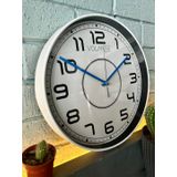 VOLANTE® Modern Duvar Saatleri ATTRACTIVE Serisi 30 cm Ø Gerçek Cam Ev/Ofis/Mutfak/Sınıf/Okul Sessiz & Akar (BEYAZ-MAVİ)