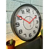 VOLANTE® Modern Duvar Saatleri ATTRACTIVE Serisi 30 cm Ø Gerçek Cam Ev/Ofis/Mutfak/Sınıf/Okul Sessiz & Akar (SİYAH-KIRMIZI)
