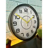 VOLANTE® Modern Duvar Saatleri ATTRACTIVE Serisi 30 cm Ø Gerçek Cam Ev/Ofis/Mutfak/Sınıf/Okul Sessiz & Akar (SİYAH-SARI)