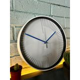 VOLANTE® Modern Duvar Saatleri BRILLIANT Serisi 30 cm Ø Gerçek Cam Ev/Ofis/Mutfak/Sınıf/Okul Sessiz & Akar (BEYAZ-MAVİ)