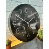 VOLANTE® Modern Duvar Saatleri CHIC Serisi 30 cm Ø Gerçek Cam Ev/Ofis/Mutfak/Sınıf/Okul Sessiz & Akar (SİYAH-GÜMÜŞ)