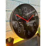 VOLANTE® Modern Duvar Saatleri CHIC Serisi 30 cm Ø Gerçek Cam Ev/Ofis/Mutfak/Sınıf/Okul Sessiz & Akar (SİYAH-KIRMIZI)