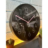 VOLANTE® Modern Duvar Saatleri CHIC Serisi 30 cm Ø Gerçek Cam Ev/Ofis/Mutfak/Sınıf/Okul Sessiz & Akar (SİYAH-PEMBE)