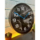 VOLANTE® Modern Duvar Saatleri DIAMOND Serisi 30 cm Ø Gerçek Cam Ev/Ofis/Mutfak/Sınıf/Okul Sessiz & Akar (SİYAH-MAVİ)