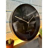 VOLANTE® Modern Duvar Saatleri EFFECT Serisi 30 cm Ø Gerçek Cam Ev/Ofis/Mutfak/Sınıf/Okul Sessiz & Akar (SİYAH-1)