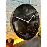 VOLANTE® Modern Duvar Saatleri EFFECT Serisi 30 cm Ø Gerçek Cam Ev/Ofis/Mutfak/Sınıf/Okul Sessiz & Akar (SİYAH-3)
