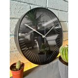 VOLANTE® Modern Duvar Saatleri EFFECT Serisi 30 cm Ø Gerçek Cam Ev/Ofis/Mutfak/Sınıf/Okul Sessiz & Akar (SİYAH-4)