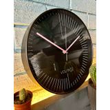 VOLANTE® Modern Duvar Saatleri EFFECT Serisi 30 cm Ø Gerçek Cam Ev/Ofis/Mutfak/Sınıf/Okul Sessiz & Akar (SİYAH-7)