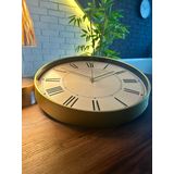 VOLANTE® Modern Duvar Saatleri ELEGANT Serisi 35 cm Ø Gerçek Cam Ev/Ofis/Mutfak/Sınıf/Okul Sessiz & Akar (ALTIN)
