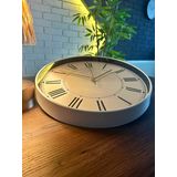 VOLANTE® Modern Duvar Saatleri ELEGANT Serisi 35 cm Ø Gerçek Cam Ev/Ofis/Mutfak/Sınıf/Okul Sessiz & Akar (BEYAZ-ALTIN)
