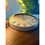 VOLANTE® Modern Duvar Saatleri ELEGANT Serisi 35 cm Ø Gerçek Cam Ev/Ofis/Mutfak/Sınıf/Okul Sessiz & Akar (BEYAZ-GÜMÜŞ)
