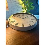 VOLANTE® Modern Duvar Saatleri ELEGANT Serisi 35 cm Ø Gerçek Cam Ev/Ofis/Mutfak/Sınıf/Okul Sessiz & Akar (BEYAZ-MAVİ)
