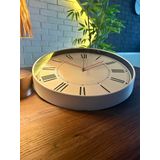 VOLANTE® Modern Duvar Saatleri ELEGANT Serisi 35 cm Ø Gerçek Cam Ev/Ofis/Mutfak/Sınıf/Okul Sessiz & Akar (BEYAZ-PEMBE)