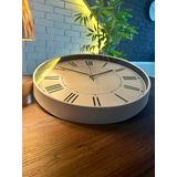 VOLANTE® Modern Duvar Saatleri ELEGANT Serisi 35 cm Ø Gerçek Cam Ev/Ofis/Mutfak/Sınıf/Okul Sessiz & Akar (BEYAZ-SİYAH)