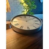 VOLANTE® Modern Duvar Saatleri ELEGANT Serisi 35 cm Ø Gerçek Cam Ev/Ofis/Mutfak/Sınıf/Okul Sessiz & Akar (GÜMÜŞ)