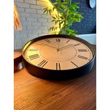 VOLANTE® Modern Duvar Saatleri ELEGANT Serisi 35 cm Ø Gerçek Cam Ev/Ofis/Mutfak/Sınıf/Okul Sessiz & Akar (SİYAH-ALTIN)