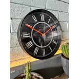 VOLANTE® Modern Duvar Saatleri FLAWLESS Serisi 30 cm Ø Gerçek Cam Ev/Ofis/Mutfak/Sınıf/Okul Sessiz & Akar (SİYAH-KIRMIZI)