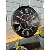 VOLANTE® Modern Duvar Saatleri FLAWLESS Serisi 30 cm Ø Gerçek Cam Ev/Ofis/Mutfak/Sınıf/Okul Sessiz & Akar (SİYAH-PEMBE)
