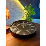 VOLANTE® Modern Duvar Saatleri FLAWLESS Serisi 35 cm Ø Gerçek Cam Ev/Ofis/Mutfak/Sınıf/Okul Sessiz & Akar (SİYAH-ALTIN)