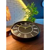 VOLANTE® Modern Duvar Saatleri FLAWLESS Serisi 35 cm Ø Gerçek Cam Ev/Ofis/Mutfak/Sınıf/Okul Sessiz & Akar (SİYAH-SARI)
