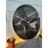 VOLANTE® Modern Duvar Saatleri GLARE Serisi 30 cm Ø Gerçek Cam Ev/Ofis/Mutfak/Sınıf/Okul Sessiz & Akar (GÜMÜŞ)
