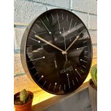 VOLANTE® Modern Duvar Saatleri GLARE Serisi 30 cm Ø Gerçek Cam Ev/Ofis/Mutfak/Sınıf/Okul Sessiz & Akar (SİYAH-ALTIN)