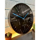 VOLANTE® Modern Duvar Saatleri GLARE Serisi 30 cm Ø Gerçek Cam Ev/Ofis/Mutfak/Sınıf/Okul Sessiz & Akar (SİYAH-MAVİ)