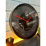 VOLANTE® Modern Duvar Saatleri HEAVEN Serisi 30 cm Ø Gerçek Cam Ev/Ofis/Mutfak/Sınıf/Okul Sessiz & Akar (SİYAH-KIRMIZI)