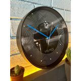 VOLANTE® Modern Duvar Saatleri HEAVEN Serisi 30 cm Ø Gerçek Cam Ev/Ofis/Mutfak/Sınıf/Okul Sessiz & Akar (SİYAH-MAVİ)