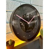 VOLANTE® Modern Duvar Saatleri HEAVEN Serisi 30 cm Ø Gerçek Cam Ev/Ofis/Mutfak/Sınıf/Okul Sessiz & Akar (SİYAH-PEMBE)