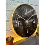 VOLANTE® Modern Duvar Saatleri INFINITY Serisi 30 cm Ø Gerçek Cam Ev/Ofis/Mutfak/Sınıf/Okul Sessiz & Akar (ALTIN) (ALTIN)