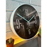 VOLANTE® Modern Duvar Saatleri INFINITY Serisi 30 cm Ø Gerçek Cam Ev/Ofis/Mutfak/Sınıf/Okul Sessiz & Akar (ALTIN) (MAVİ)