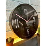 VOLANTE® Modern Duvar Saatleri INFINITY Serisi 30 cm Ø Gerçek Cam Ev/Ofis/Mutfak/Sınıf/Okul Sessiz & Akar (ALTIN) (SİYAH-PEMBE)