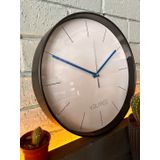 VOLANTE® Modern Duvar Saatleri LOFTY Serisi 30 cm Ø Gerçek Cam Ev/Ofis/Mutfak/Sınıf/Okul Sessiz & Akar (SİYAH-MAVİ)