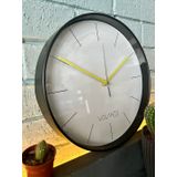 VOLANTE® Modern Duvar Saatleri LOFTY Serisi 30 cm Ø Gerçek Cam Ev/Ofis/Mutfak/Sınıf/Okul Sessiz & Akar (SİYAH-SARI)