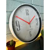 VOLANTE® Modern Duvar Saatleri MAJESTIC Serisi 30 cm Ø Gerçek Cam Ev/Ofis/Mutfak/Sınıf/Okul Sessiz & Akar (BEYAZ-KIRMIZI)