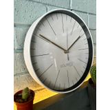 VOLANTE® Modern Duvar Saatleri NOBLE Serisi 30 cm Ø Gerçek Cam Ev/Ofis/Mutfak/Sınıf/Okul Sessiz & Akar (BEYAZ-ALTIN)
